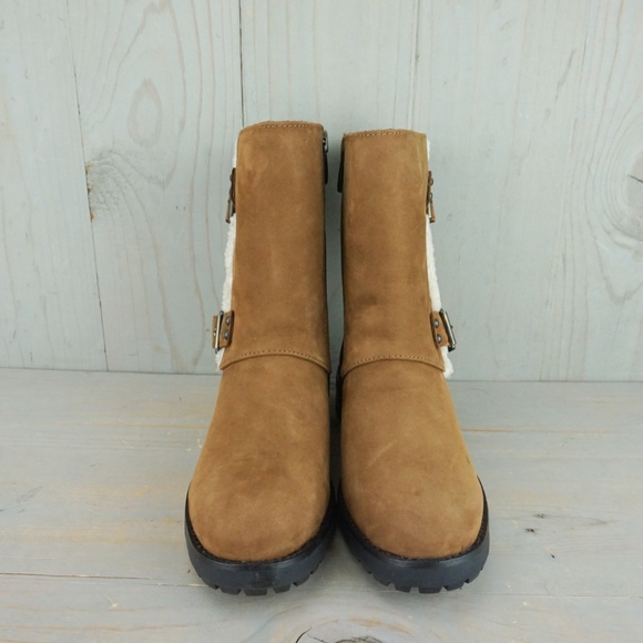 - UGG NIELS CHESTNUT WATERPROOF FUR TRIM MOTO BOOT - Picture 2 of 7